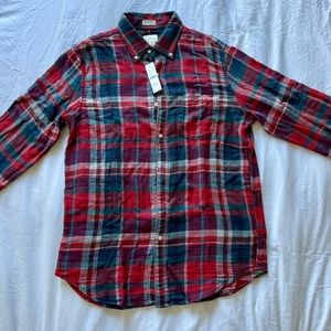 NWT J. Crew Men’s Slim Double-Weave Shirt / Medium / Plaid